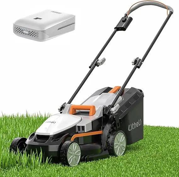 Litheli Cordless 13 Inch Cordless Lawn Mower 5 Heights, 20V Electric Push Lawnmower for Garden, Yard and Farm, with Brushless Mo