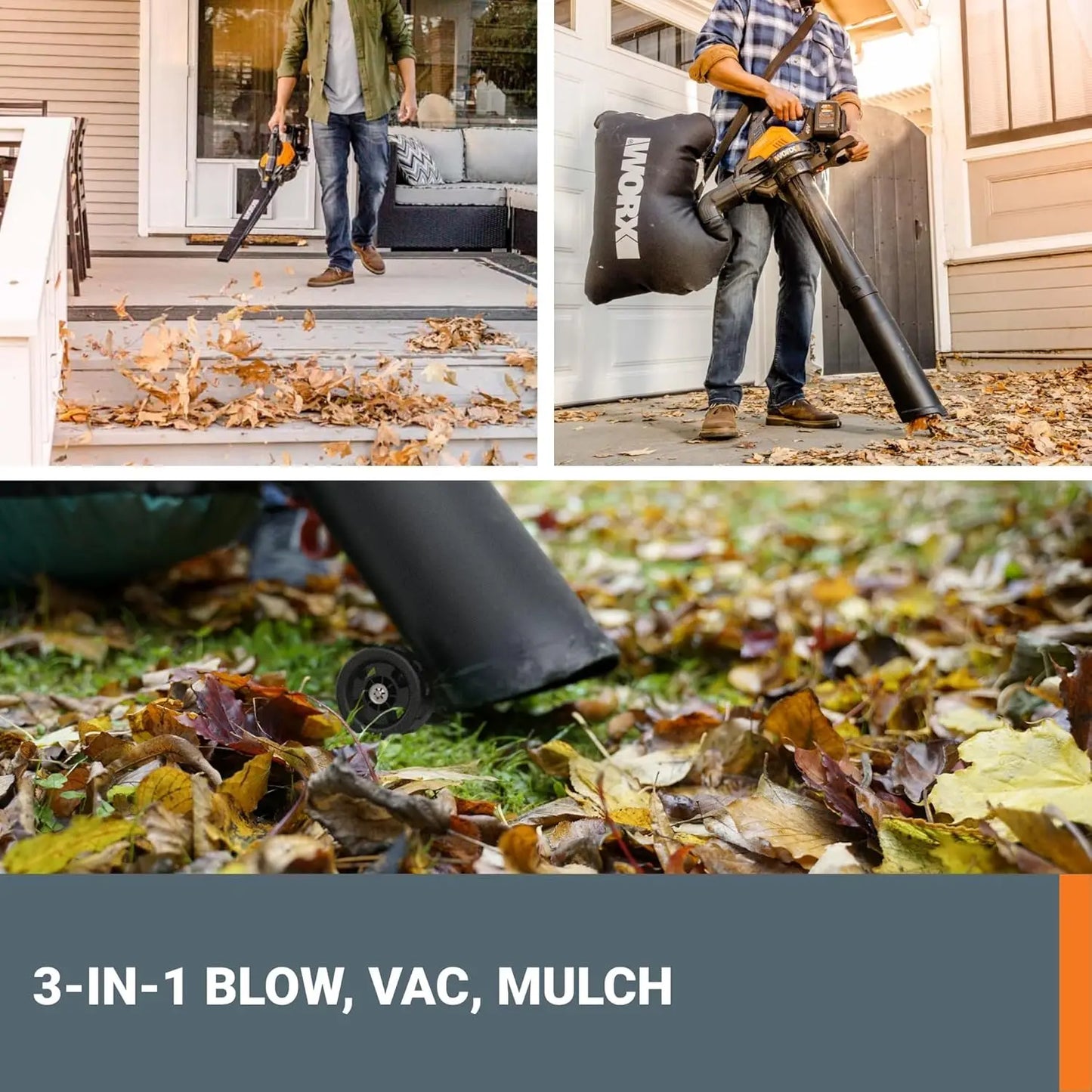 40V Leaf Blower Cordless with Battery & Charger, 3-in-1 Blower for Lawn with Vacuum and Mulcher, Cordless Leaf Blower with Brush