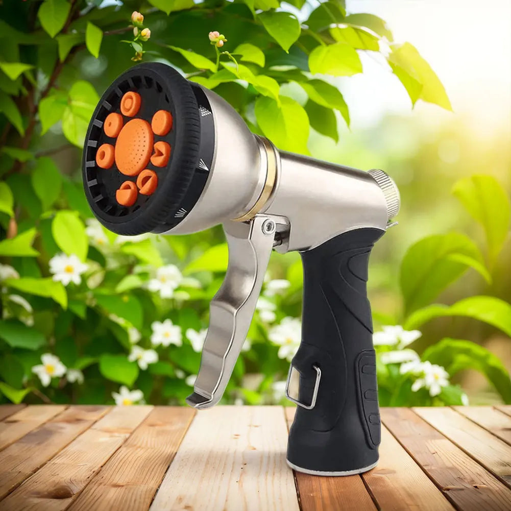 EcoGardenia Heavy Duty Garden Hose Nozzle – 9 Adjustable Spray Modessure Water Sprayer Slip Resistant Lawn Water Gun for Cleaning Watering Lawn Garden