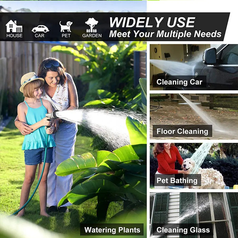 EcoGardenia Heavy Duty Garden Hose Nozzle – 9 Adjustable Spray Modessure Water Sprayer Slip Resistant Lawn Water Gun for Cleaning Watering Lawn Garden