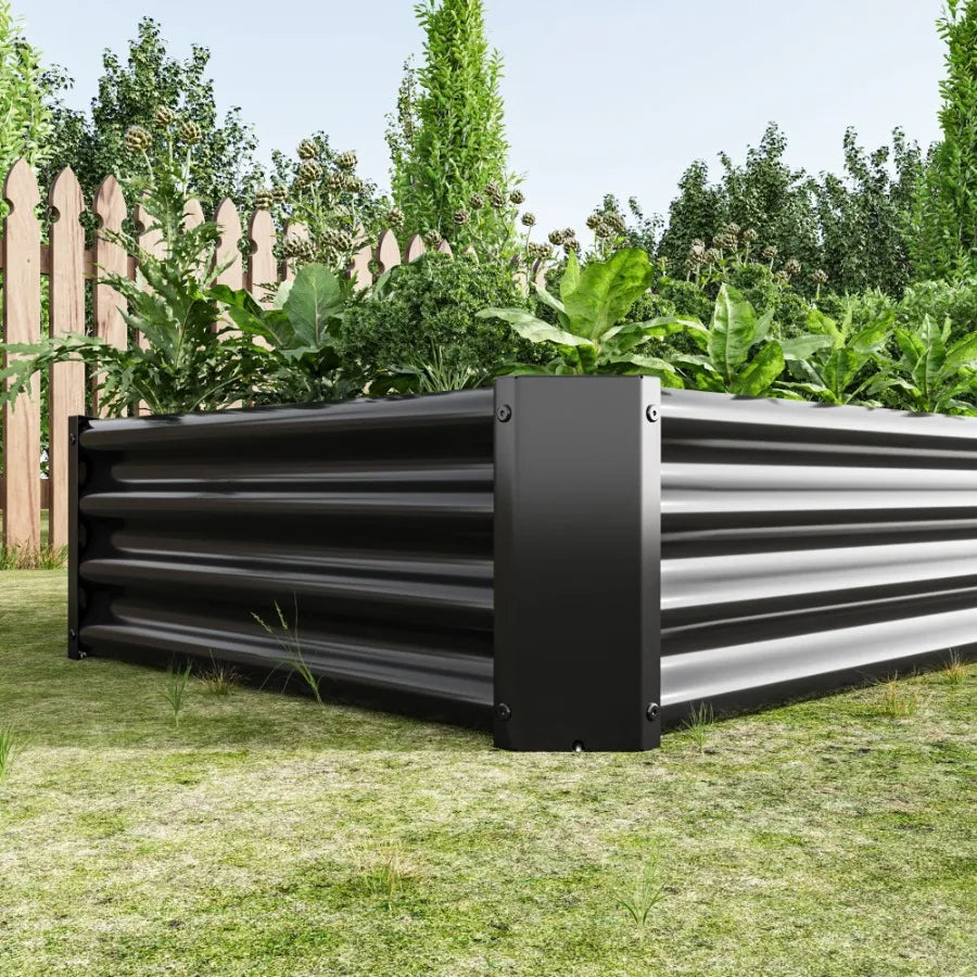 Raised Garden Bed Outdoor 6×3×1ft Metal Raised Rectangle Planter Beds for Plants Vegetables and Flowers Black