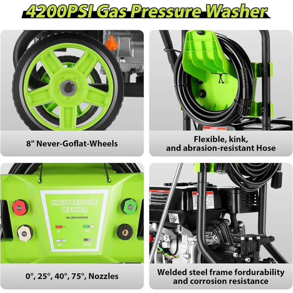 4200PSI Pressure Washer 2.4GPM Gas Power Washer 209CC Gas Powered Washing Machine Commercial High Pressure Washer