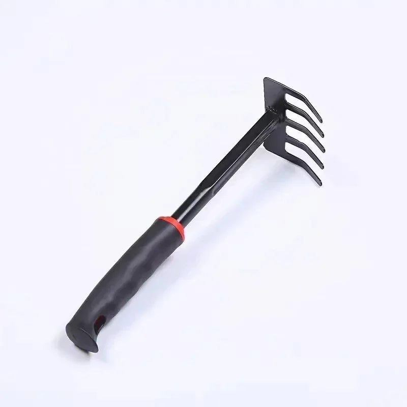 Black Rubber Handle Five Tooth Rake Gardening Four Piece Set Flower Shovel Dual-Purpose Hoe Gardening Tool