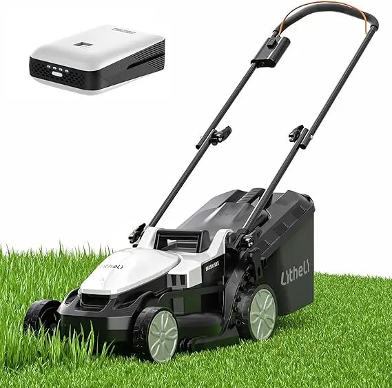 Litheli Cordless 13 Inch Cordless Lawn Mower 5 Heights, 20V Electric Push Lawnmower for Garden, Yard and Farm, with Brushless Mo