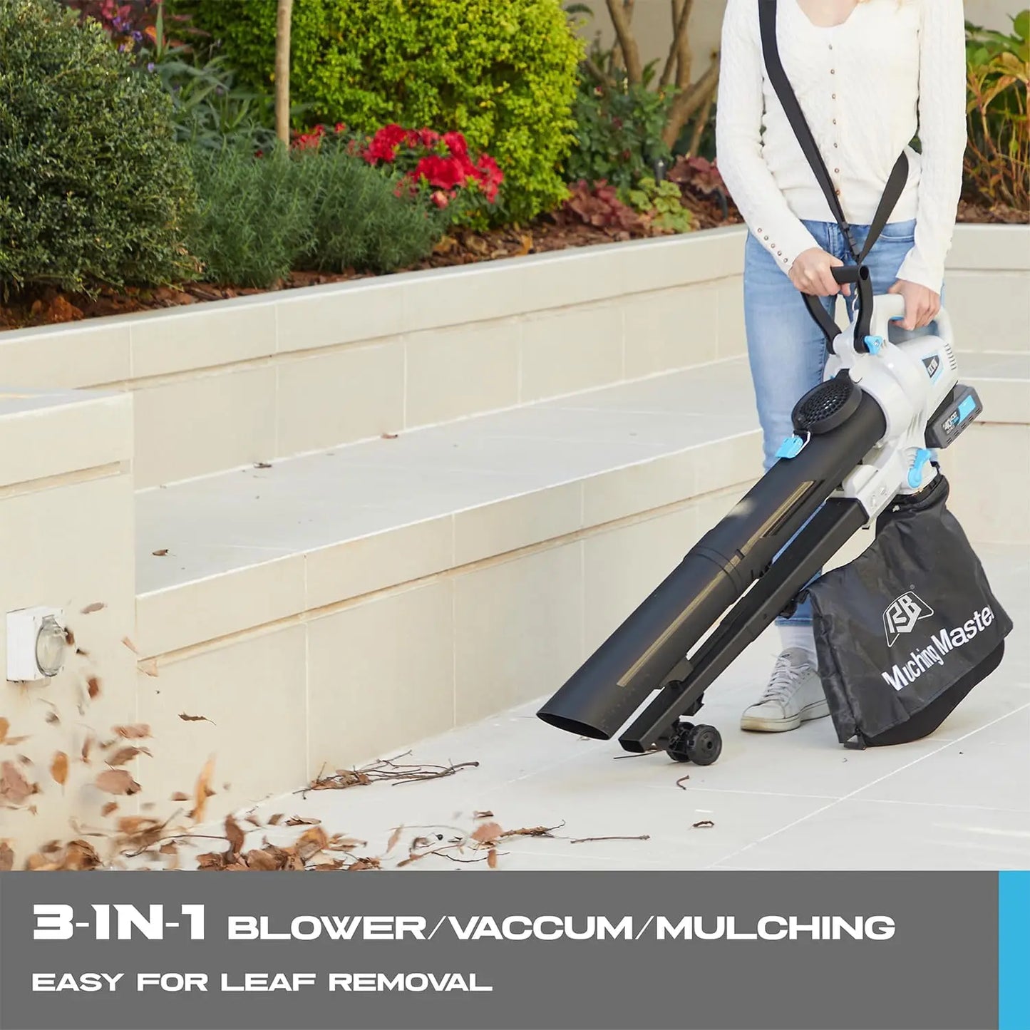40V 3-in-1 Cordless Vacuum Blower \u2013 Powerful Leaf Blower, Mulcher & Vacuum with 4.0Ah Battery & Fast Charger, Adjustable Ha