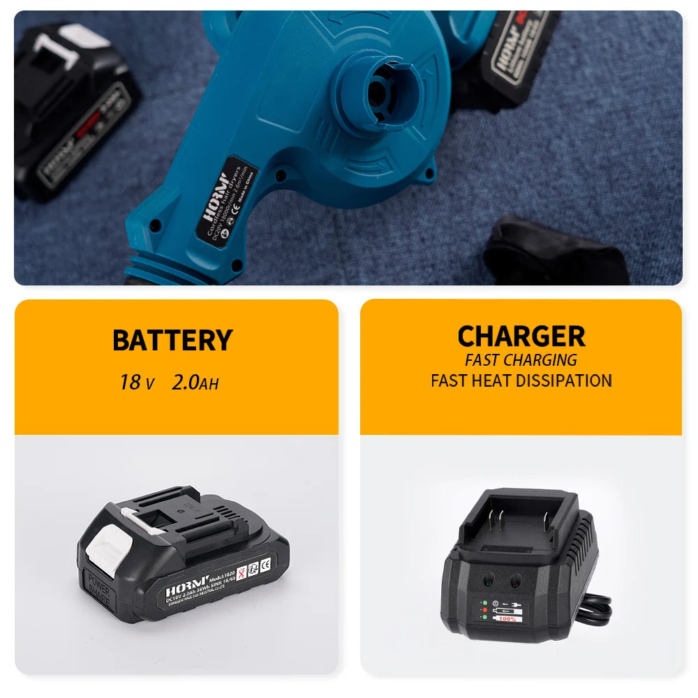 18V Blower Hair Dryer And Vacuum Cleaner Rechargeable Hair Dryer Cordless Electric Leaf Blower For Lawn Care For Makita 2.0Ah