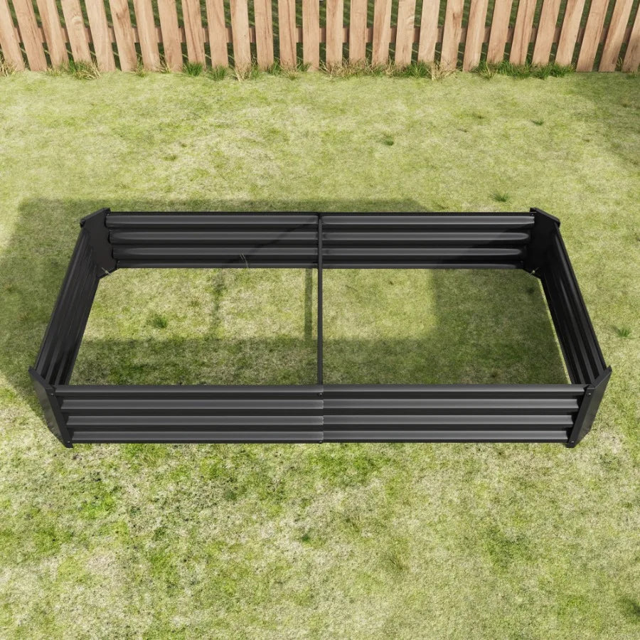 Raised Garden Bed Outdoor 6×3×1ft Metal Raised Rectangle Planter Beds for Plants Vegetables and Flowers Black