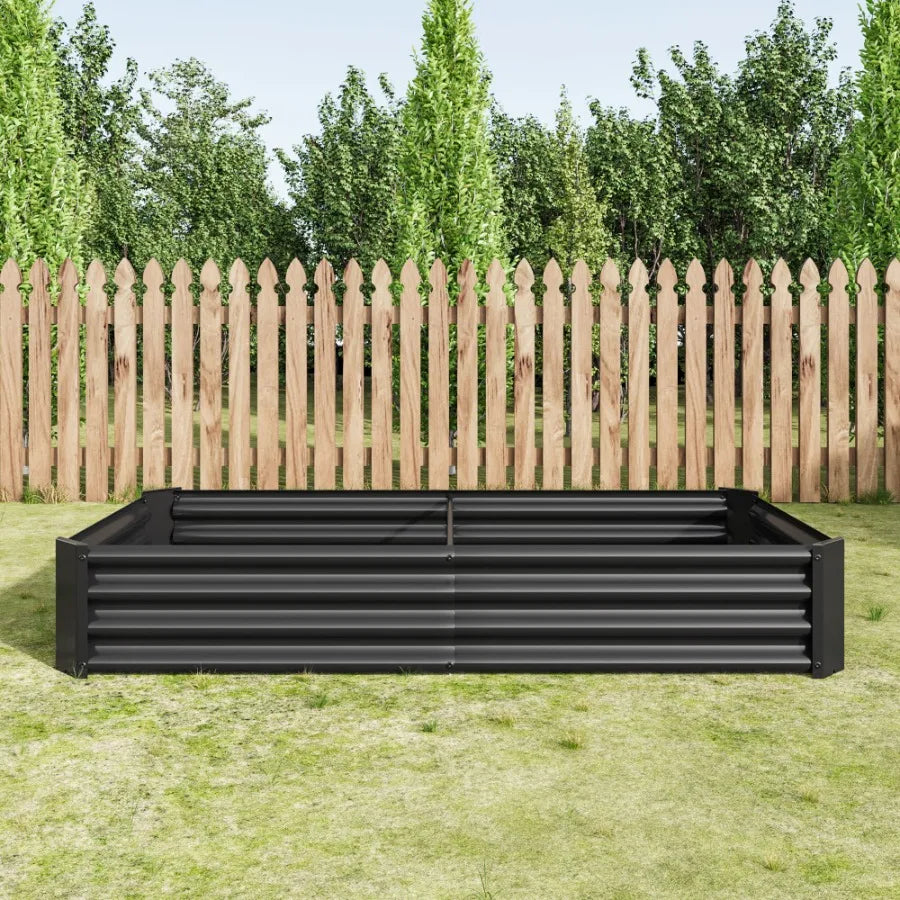Raised Garden Bed Outdoor 6×3×1ft Metal Raised Rectangle Planter Beds for Plants Vegetables and Flowers Black