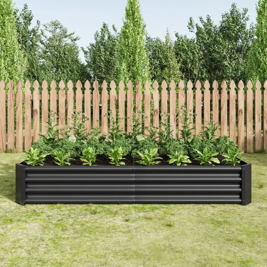 Raised Garden Bed Outdoor 6×3×1ft Metal Raised Rectangle Planter Beds for Plants Vegetables and Flowers Black