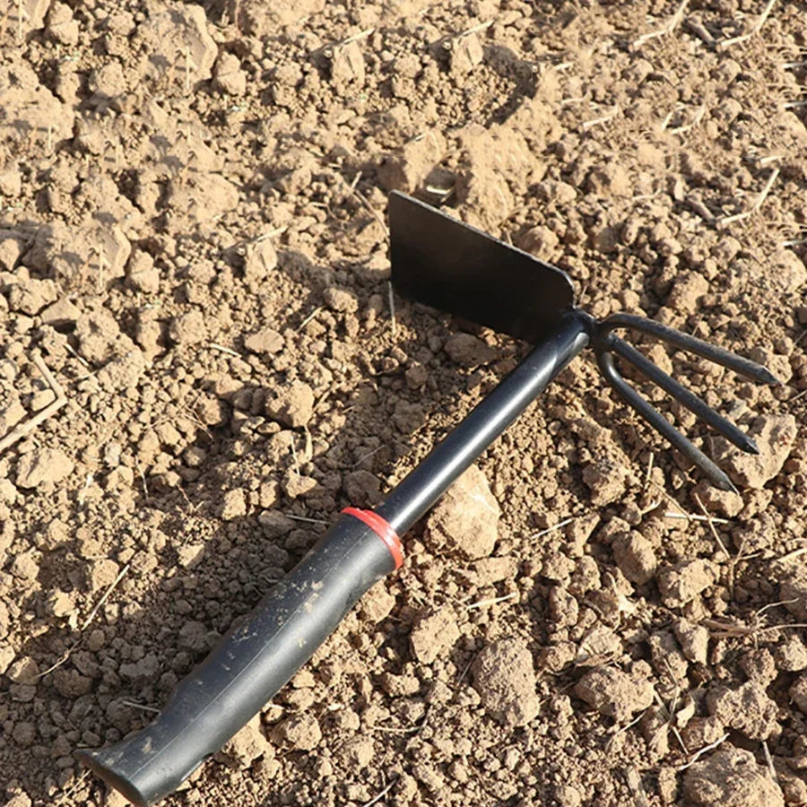 Black Rubber Handle Five Tooth Rake Gardening Four Piece Set Flower Shovel Dual-Purpose Hoe Gardening Tool