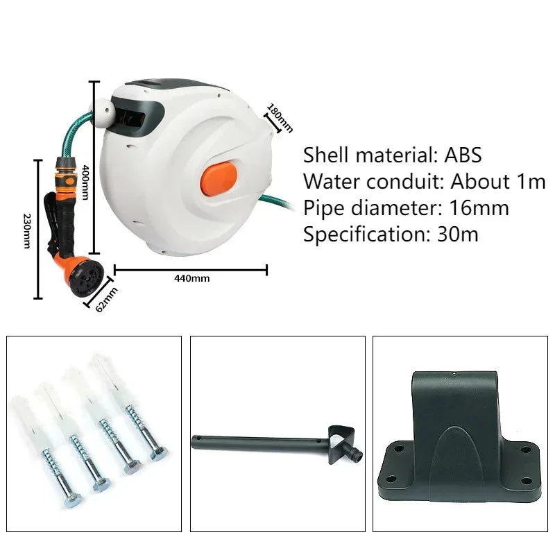 🧩 EcoGardenia™ Automatic Retractable Hose Reel (30m)