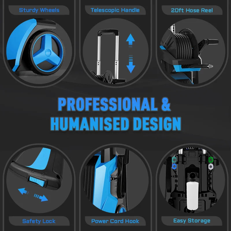 Electric Pressure Washer Car Washer 5000PSI 3.5GPM with Touch Screen, Portable Design for Car, Patio, and Outdoor Cleaning