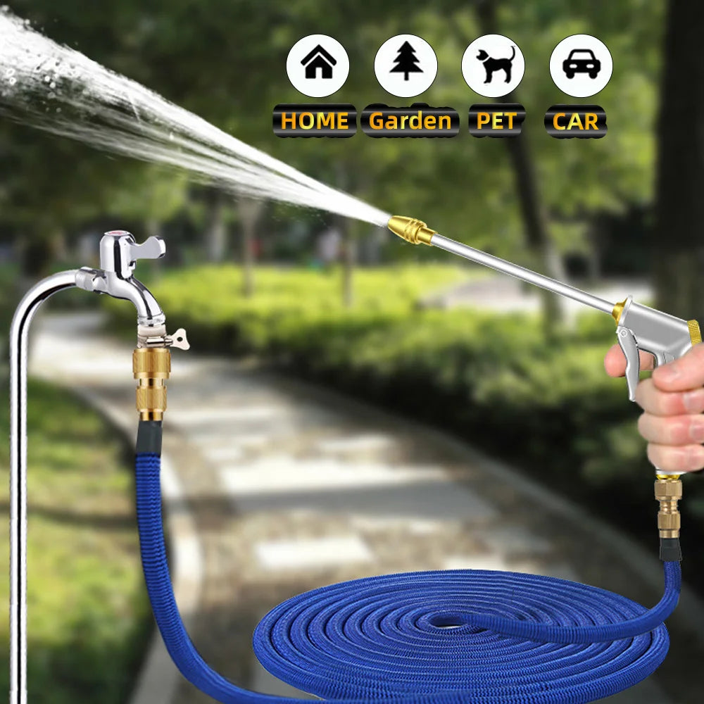 Garden Expandable Magic Hose Flexible Watering Pipe with Spray Water Gun Pressure Washer Farm Courtyard Car Wash Cleaning Tools