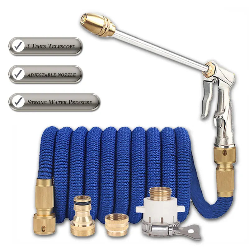 Garden Expandable Magic Hose Flexible Watering Pipe with Spray Water Gun Pressure Washer Farm Courtyard Car Wash Cleaning Tools