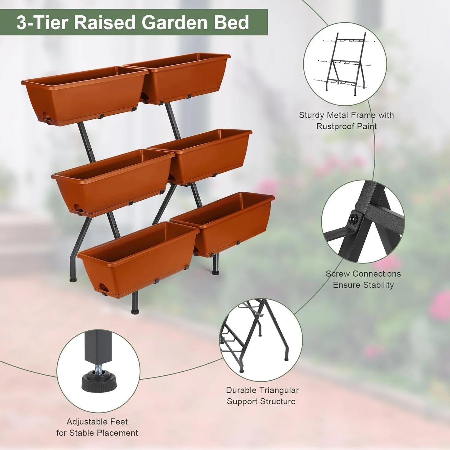 EcoGardenia 3-Tier Vertical Raised Garden Bed – Perfect for Your Garden, Patio, or Balcony