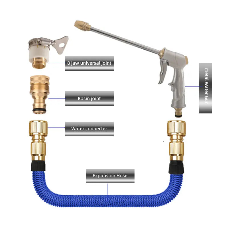 Garden Expandable Magic Hose Flexible Watering Pipe with Spray Water Gun Pressure Washer Farm Courtyard Car Wash Cleaning Tools