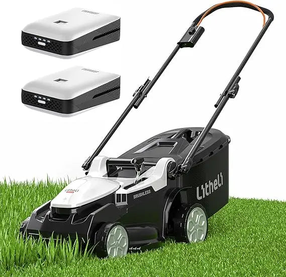 Litheli Cordless 13 Inch Cordless Lawn Mower 5 Heights, 20V Electric Push Lawnmower for Garden, Yard and Farm, with Brushless Mo