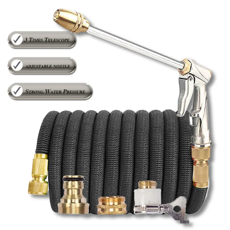 Garden Expandable Magic Hose Flexible Watering Pipe with Spray Water Gun Pressure Washer Farm Courtyard Car Wash Cleaning Tools