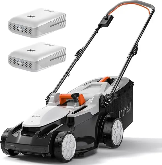 Litheli Cordless 13 Inch Cordless Lawn Mower 5 Heights, 20V Electric Push Lawnmower for Garden, Yard and Farm, with Brushless Mo
