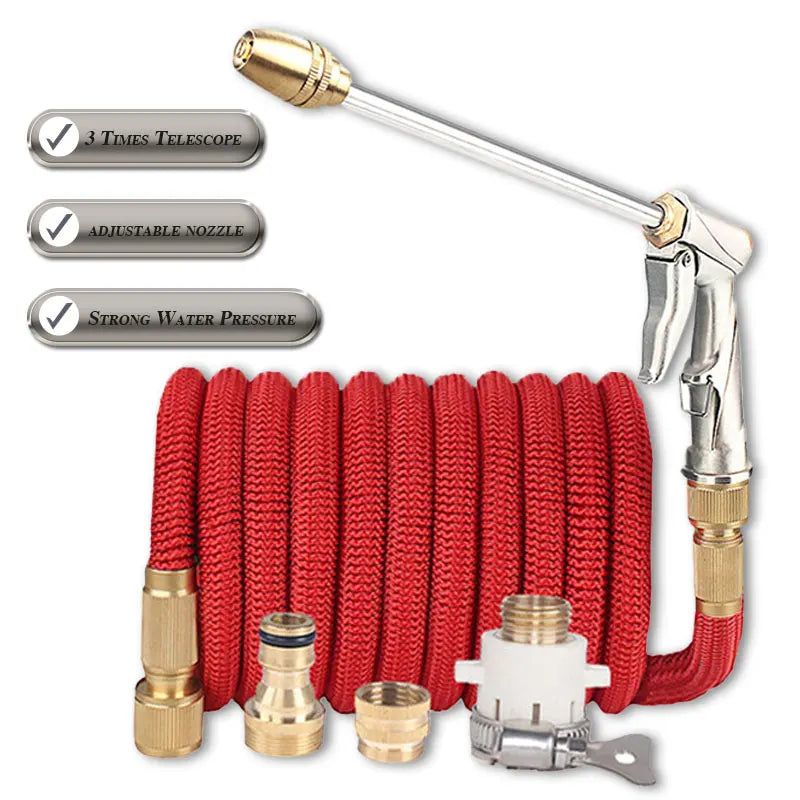 Garden Expandable Magic Hose Flexible Watering Pipe with Spray Water Gun Pressure Washer Farm Courtyard Car Wash Cleaning Tools