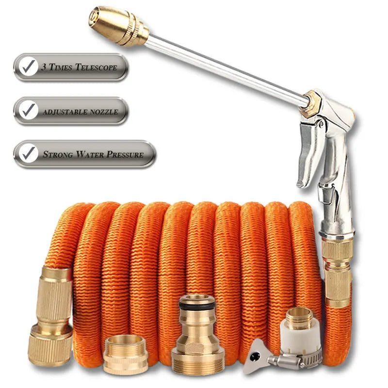 Garden Expandable Magic Hose Flexible Watering Pipe with Spray Water Gun Pressure Washer Farm Courtyard Car Wash Cleaning Tools