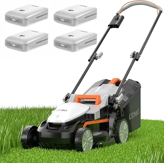 Litheli Cordless 13 Inch Cordless Lawn Mower 5 Heights, 20V Electric Push Lawnmower for Garden, Yard and Farm, with Brushless Mo