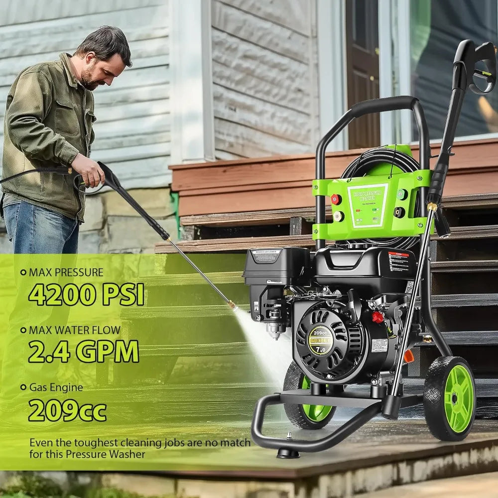 4200PSI Pressure Washer 2.4GPM Gas Power Washer 209CC Gas Powered Washing Machine Commercial High Pressure Washer